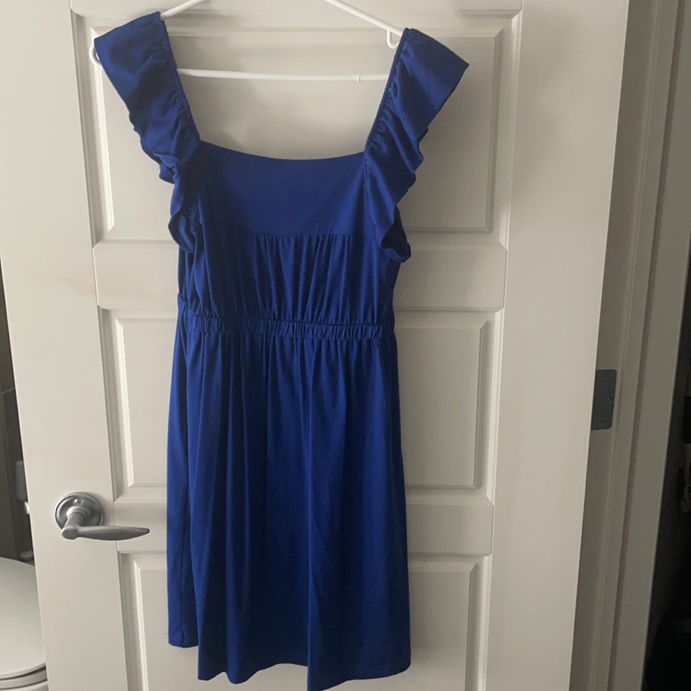 Blue ruffle sleeve dress
